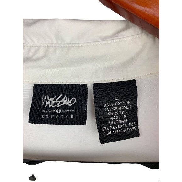 Womens White Stretch Button-Down Shirt L - Picture 4 of 4